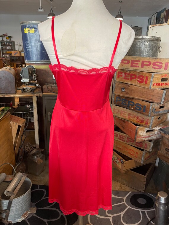 Lipstick Red Vintage 80s Dress Slip, Lace Slip, S… - image 5