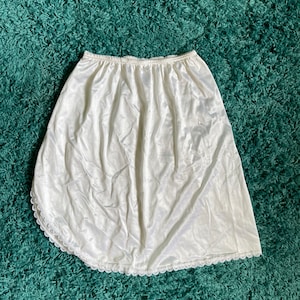 Vintage Sears White Nylon Short Skirt Slip, Made in the USA, Size Small
