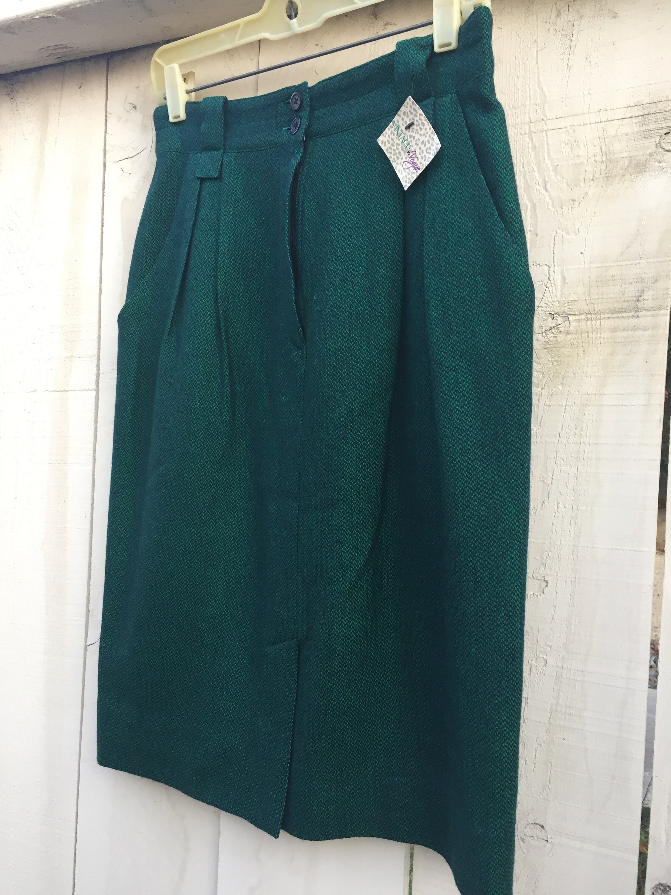 Vintage 1970s 70s Green & Black Wool Pencil Skirt | Etsy