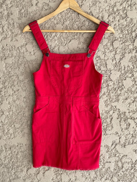 Red Dickies Jean Overall Dress, New With Tags, Wom