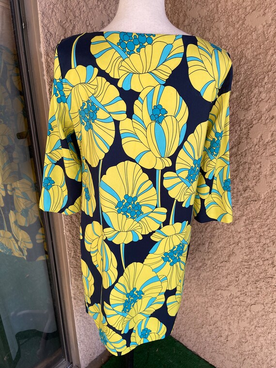 Zara Basic 60s Floral Print Vibrant Yellow and Bl… - image 5