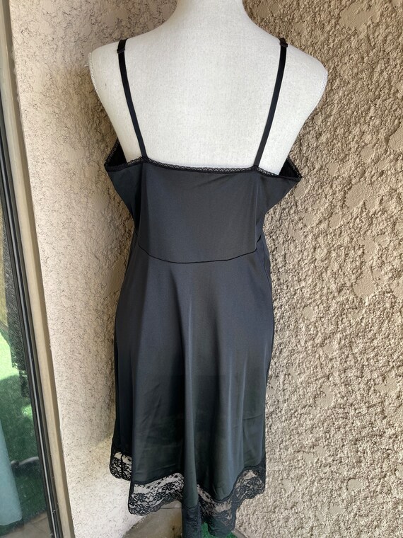 Vintage Black Nylon Dress Slip with Lace Trim, Si… - image 6