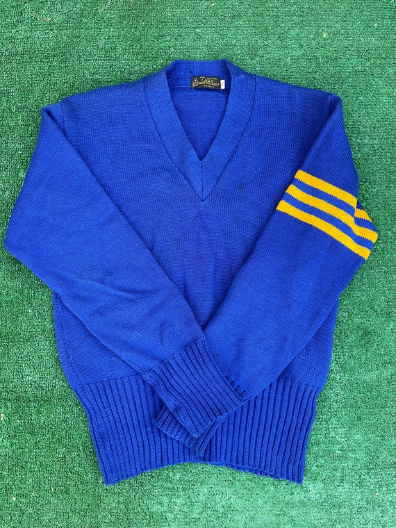 Vintage 70s Art Knitting Mills Blue Wool Pullover 