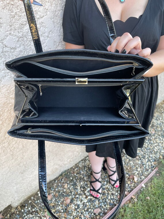 Vintage 1970s Large Black Handbag - image 7