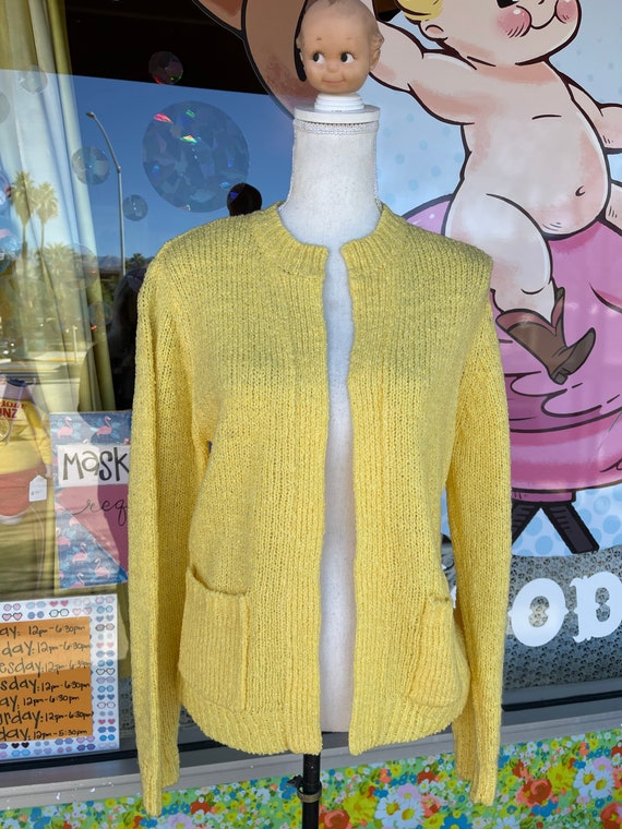 Vintage 70s Yellow Cardigan By Emporium Capwell