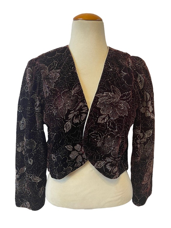 Vintage 70s Jeri Marque Velvet Embossed Blazer