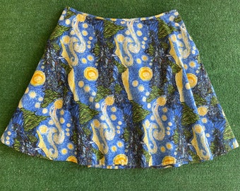 Handmade Van Gogh Skirt: Starry Night Circle Skirt, Size Large