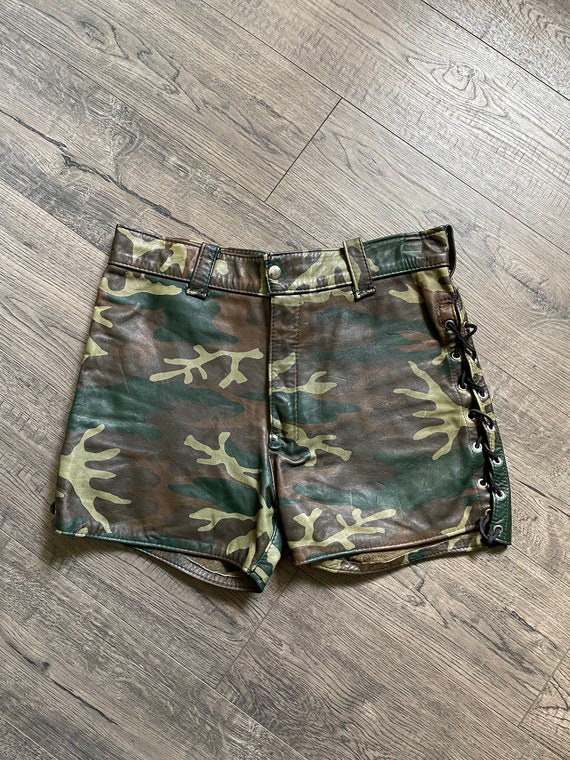 Vintage Leather Camouflage High-Waisted Leather S… - image 1