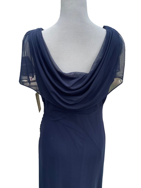 Navy Blue Sahara Embellished Cowl Neck Evening Go… - image 7