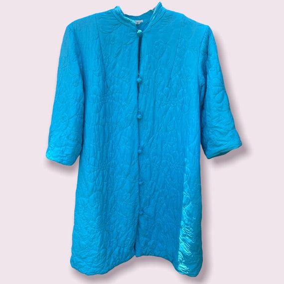 Vintage 1960s Blue Housecoat, Mid Century Houseco… - image 2