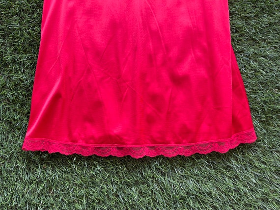 Lipstick Red Vintage 80s Dress Slip, Lace Slip, S… - image 8