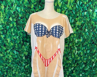 Vintage 80s Swim Cover Bikini Body Oversized T-shirt, LA Imprints