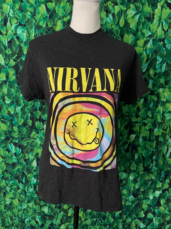 Nirvana Trippy Smiley Face Crew Neck T-shirt, Wom… - image 3