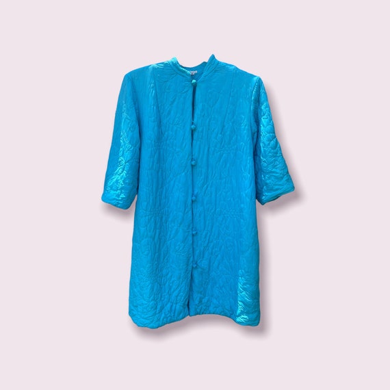 Vintage 1960s Blue Housecoat, Mid Century Houseco… - image 1