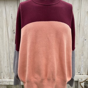 Free People Oversized Baggy Color Block Knitted Pullover Sweater, Unisex Size Small image 7