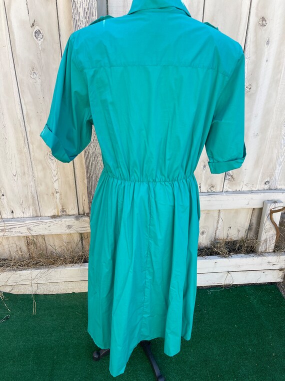 Vintage 70s Turquoise Pleated Shirt Dress By Brid… - image 7