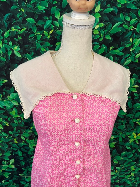 Vintage 60s/70s Pink Sleeveless Button Down Blous… - image 4