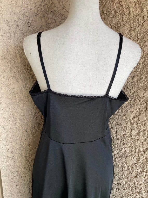 Vintage Black Nylon Dress Slip with Lace Trim, Si… - image 8