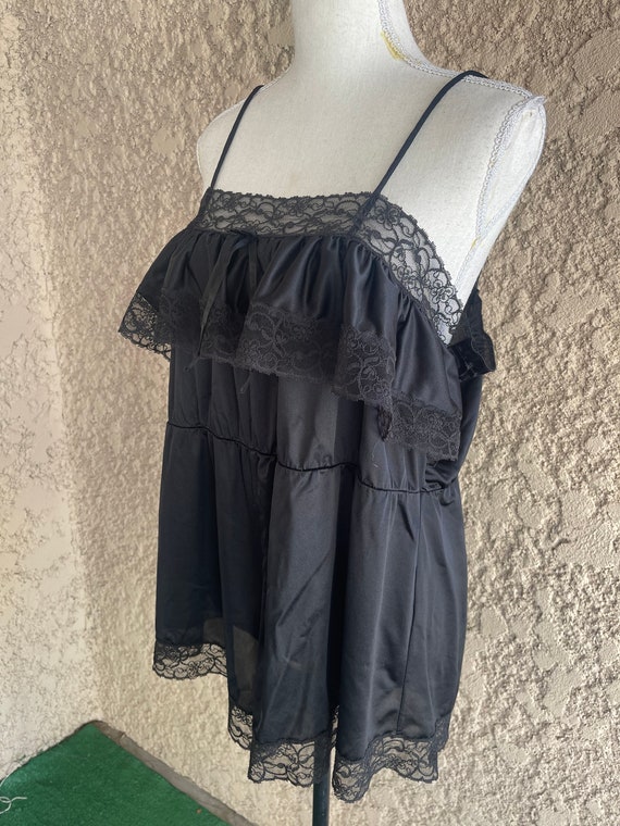 Vintage Black Lace Romper Lingerie, One Piece Lin… - image 6