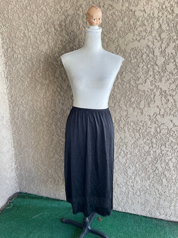 Vintage Black Nylon Skirt Slip, Size Small