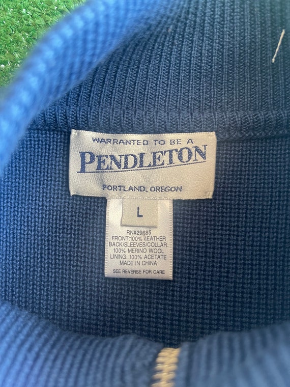 Pendleton Navy Blue Leather Wool Jacket, Womens S… - image 10