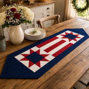 America 250 Patriotic Table Runner Quilt Pattern PDF, Easy Quilted Decor for USA 250th Anniversary 4th of July, Instant Download