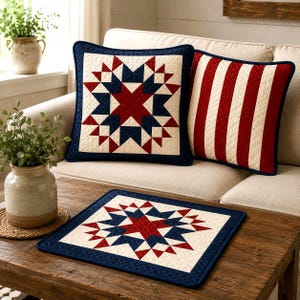Patriotic Home Decor Quilt Pattern PDF, Easy 7 Piece Americana Decor Set, Fourth of July Memorial Day Sewing Pattern, Instant Download