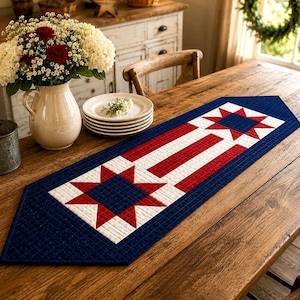 America 250 Patriotic Table Runner Quilt Pattern PDF, Easy Quilted Decor for USA 250th Anniversary 4th of July, Instant Download