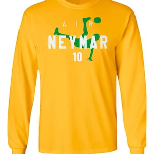 Air Neymar Brazilian Football Soccer Legend - Neymar #10 Brazil Tribute Unisex and Women T-Shirt, Long Sleeve and Sweatshirts Gold Edition image 1