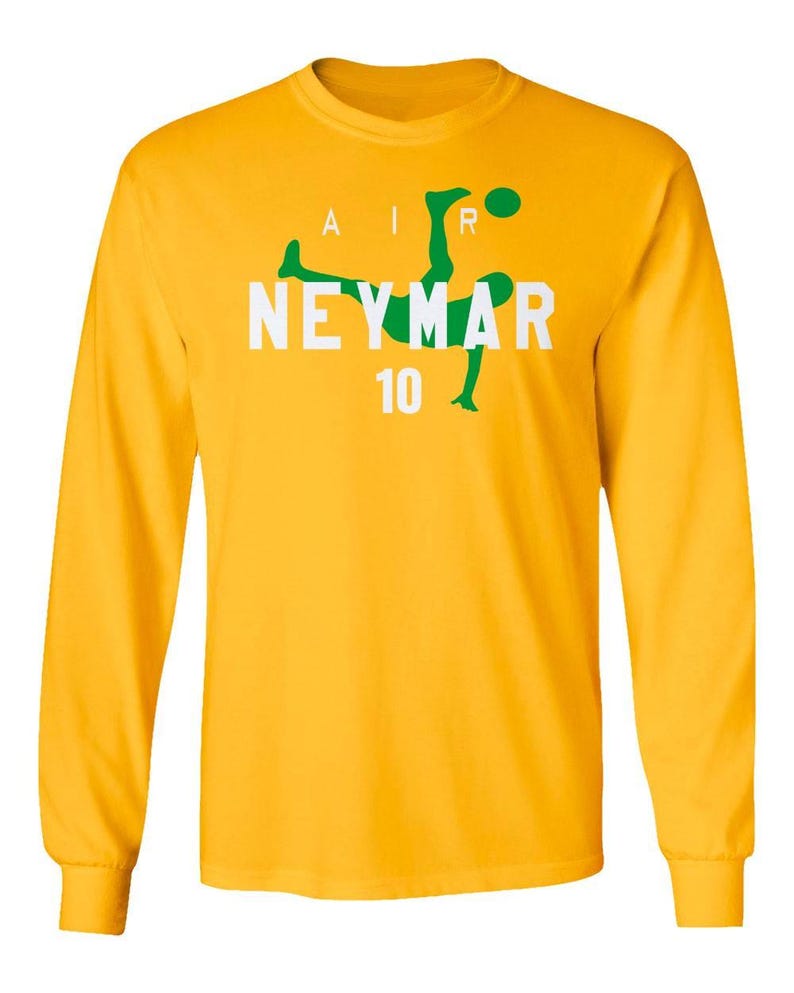 Air Neymar Brazilian Football Soccer Legend - Neymar #10 Brazil Tribute Unisex and Women T-Shirt, Long Sleeve and Sweatshirts Gold Edition image 1