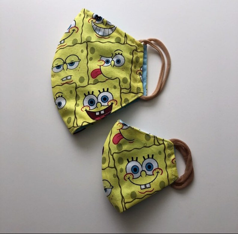 Kids & adult spongebob face mask Etsy