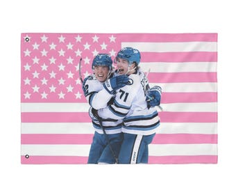 Celebrini & Smith Doppelseitige Flagge | Eishockey-Fähnchen