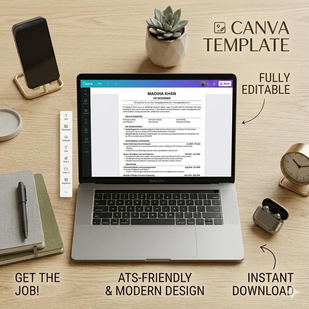 ATS Friendly Resume Template Word | Professional Clean CV (instant ...