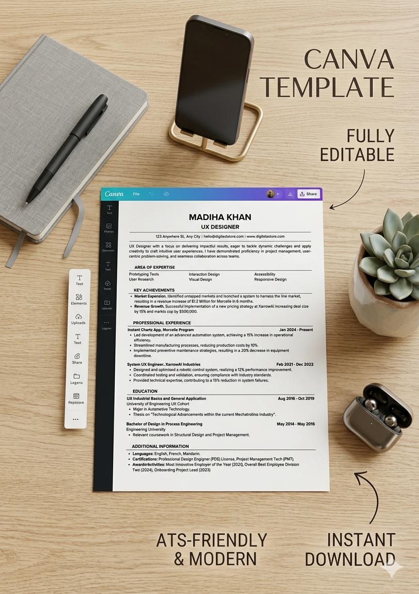 ATS Friendly Resume Template Word | Professional Clean CV (instant ...