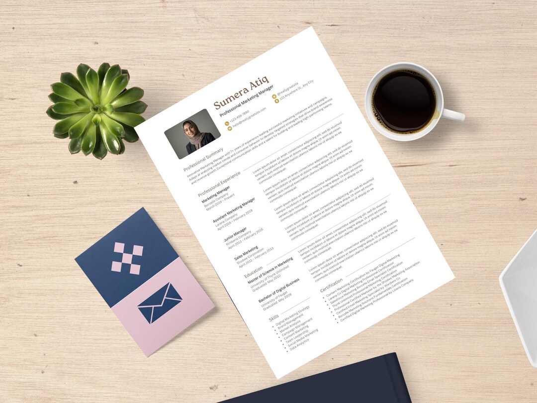Editable Resume Template Canva – Modern Minimalist CV With Cover Letter ...