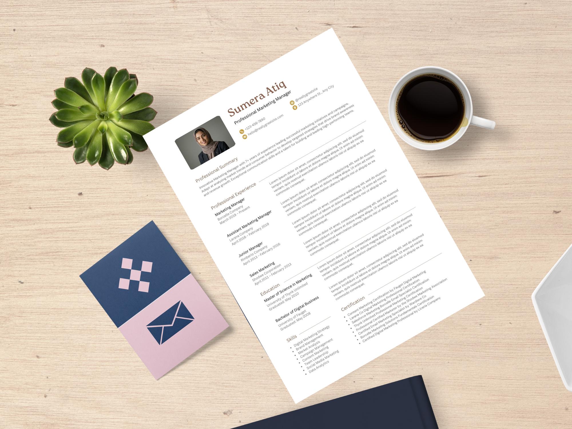 Editable Resume Template Canva – Modern Minimalist CV With Cover Letter ...