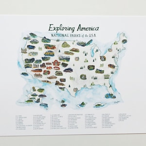 National Parks Map with Checklist (with updated 63 PARKS)