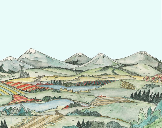 Items similar to Mountains & Hills Landscape on Etsy
