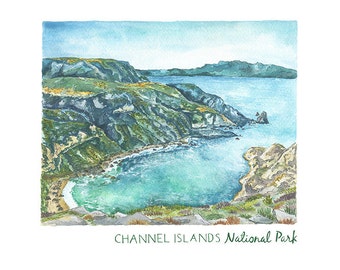 Channel Islands National Park Print, Coastal Gouache Art