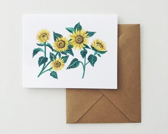 Blank Greeting Card Print of Hand Painted Sunflowers - Etsy