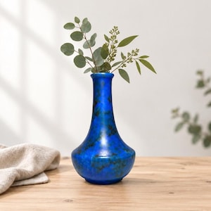 Antique Chameleon Ware Vase by George Clews | Cobalt Blue English Art Pottery | 1930s Art Deco Collectible Pottery Vase