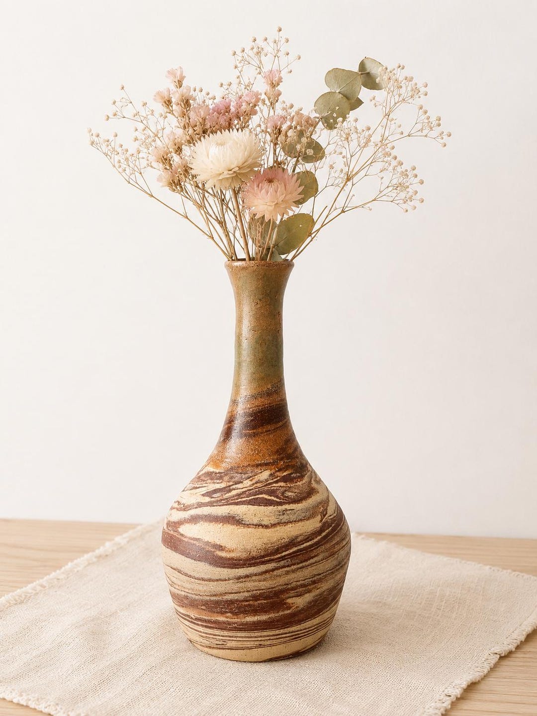 Vintage Studio Pottery Bud Vase | Hand Thrown Swirl Glaze Ceramic Vase ...