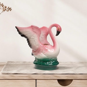 Vintage Maddux of California Flamingo Planter Vase | Mid Century Pink Ceramic Flamingo | Retro Tropical California Pottery Shelf Decor