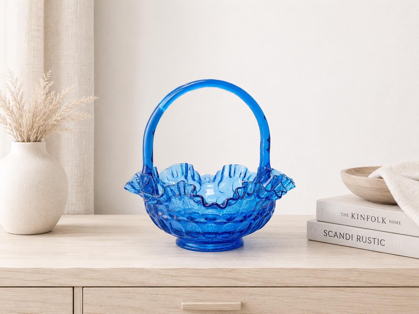Fenton Blue Basket - Etsy