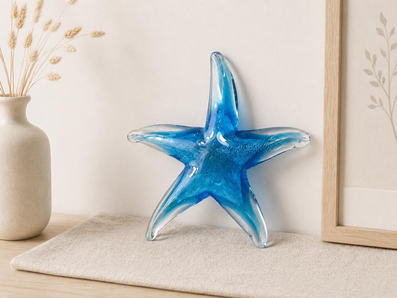 Vintage Blue Art Glass Starfish Sculpture