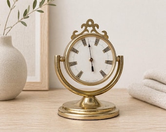 Termometro girevole francese vintage / Termometro da scrivania in ottone Art Déco / Arredamento per ufficio di metà secolo / Lettore di temperatura da tavolo rotante prodotto in Francia