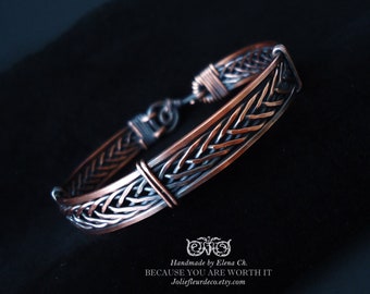 Braided bracelet Copper Jewelry Wire wrapped bangle Copper cuff Men bangle Unisex