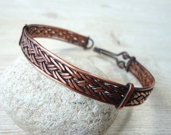 Unisex Copper bracelet  Wire wrapping bangle Braided copper bracelet Heady wrap Handmade bracelet copper jewelry cuff for Men and women