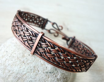 Unisex Copper bracelet  Wire wrapping bangle Braided copper bracelet Heady wrap Handmade bracelet copper jewelry cuff for Men and women