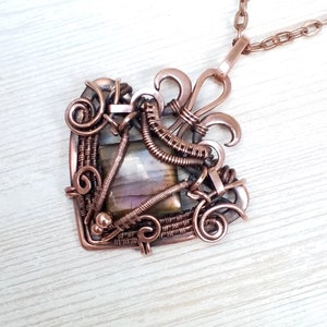 Labradorite Copper pendant  Copper necklace Wire wrap jewelry Heady wire wrapped Pendant Boho Jewelry Women or men Amulet